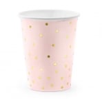 Розови чаши с малки точки розово злато металик, 6 броя